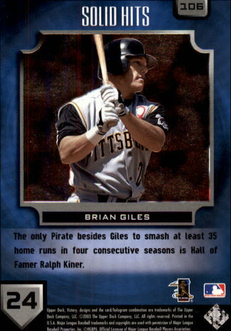 2003 Upper Deck Victory #106 Brian Giles SH back image