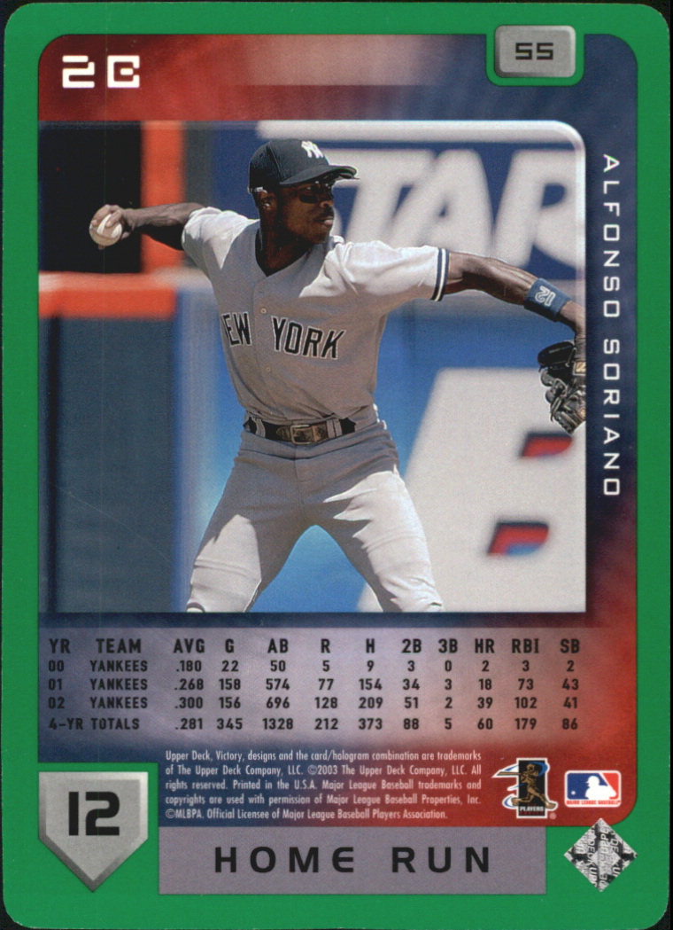2003 Upper Deck Victory Tier 1 Green #55 Alfonso Soriano back image