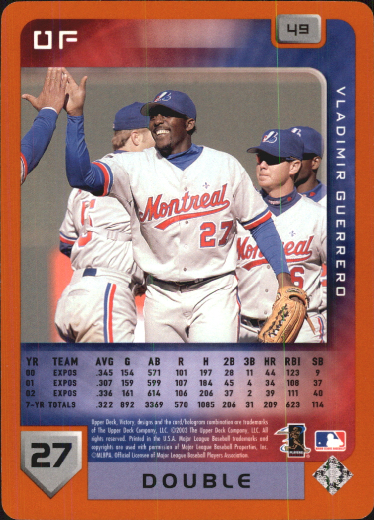 2003 Upper Deck Victory Tier 2 Orange #49 Vladimir Guerrero