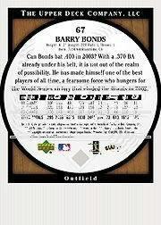 2003 Upper Deck Standing O #67 Barry Bonds back image