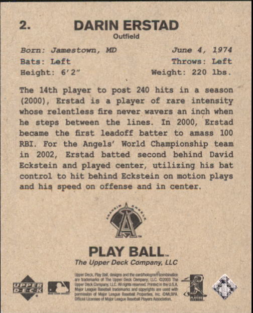 2003 Upper Deck Play Ball 1941 Series #2 Darin Erstad back image