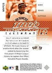 2003 Upper Deck MVP Celebration #25 Barry Bonds MVP/2001 back image