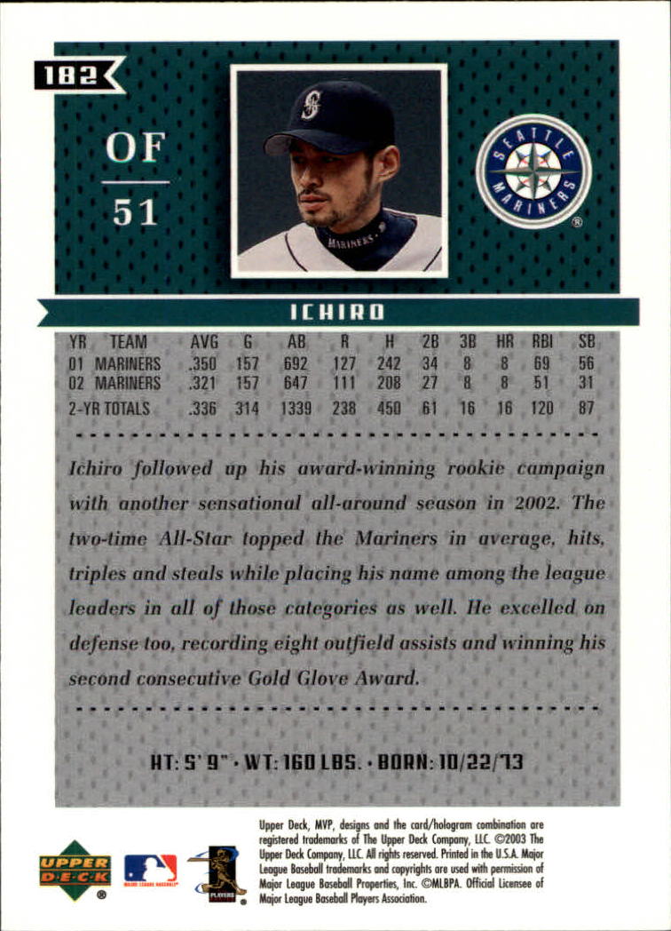 2003 Upper Deck MVP #182 Ichiro Suzuki