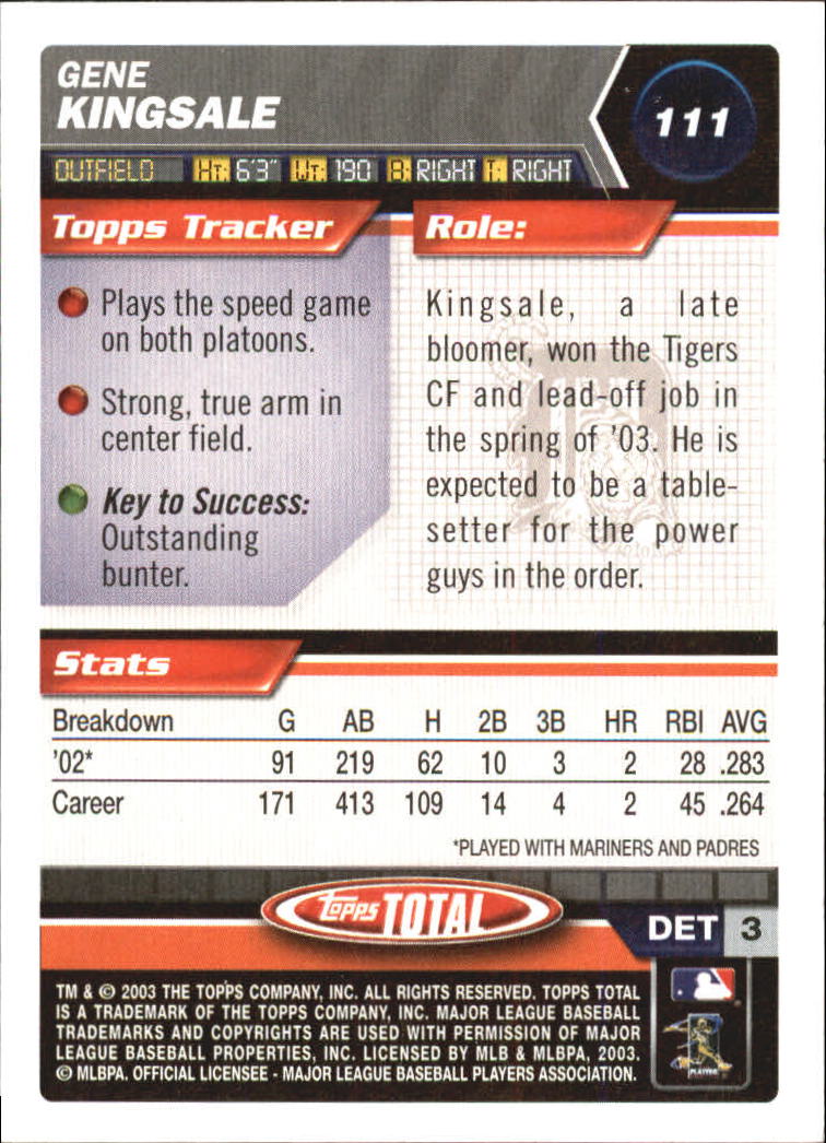 A9006- 2003 Topps Total Baseball Card #s 1-250 -You Pick- 15+ FREE US SHIP - Picture 189 of 480