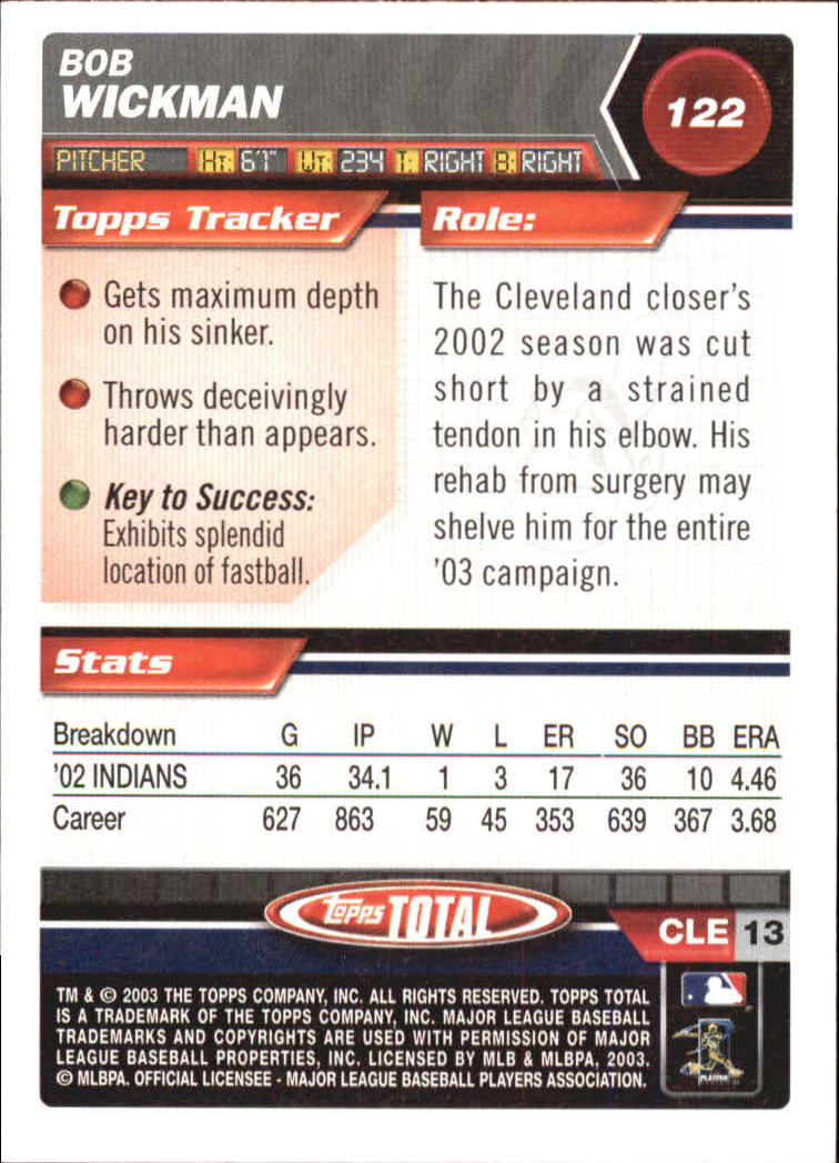 A9006- 2003 Topps Total Baseball Card #s 1-250 -You Pick- 15+ FREE US SHIP - Picture 205 of 480