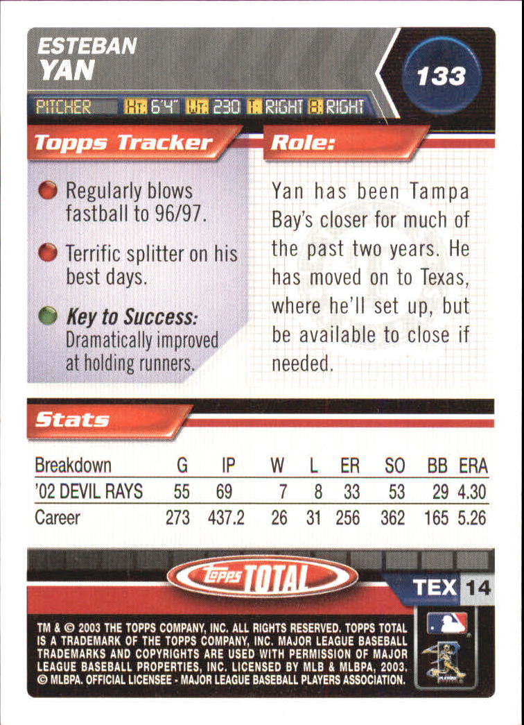 A9006- 2003 Topps Total Baseball Card #s 1-250 -You Pick- 15+ FREE US SHIP - Picture 227 of 480