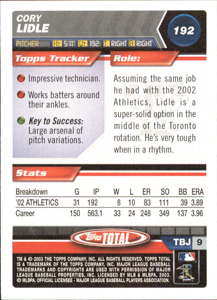 A9006- 2003 Topps Total Baseball Card #s 1-250 -You Pick- 15+ FREE US SHIP - Picture 327 of 480