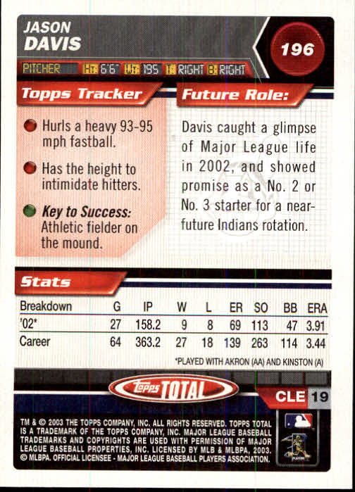 A9006- 2003 Topps Total Baseball Card #s 1-250 -You Pick- 15+ FREE US SHIP - Picture 333 of 480