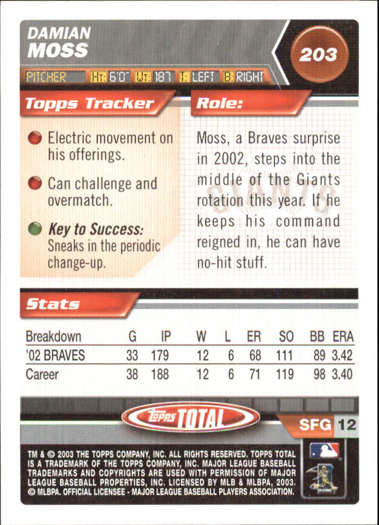 A9006- 2003 Topps Total Baseball Card #s 1-250 -You Pick- 15+ FREE US SHIP - Picture 345 of 480