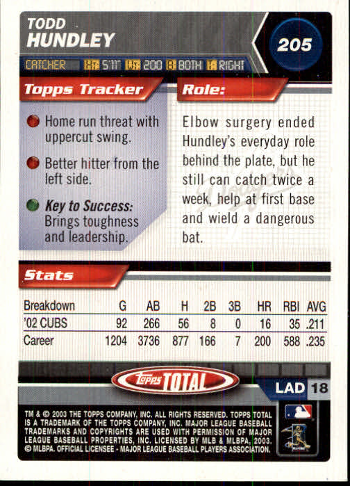 A9006- 2003 Topps Total Baseball Card #s 1-250 -You Pick- 15+ FREE US SHIP - Picture 349 of 480