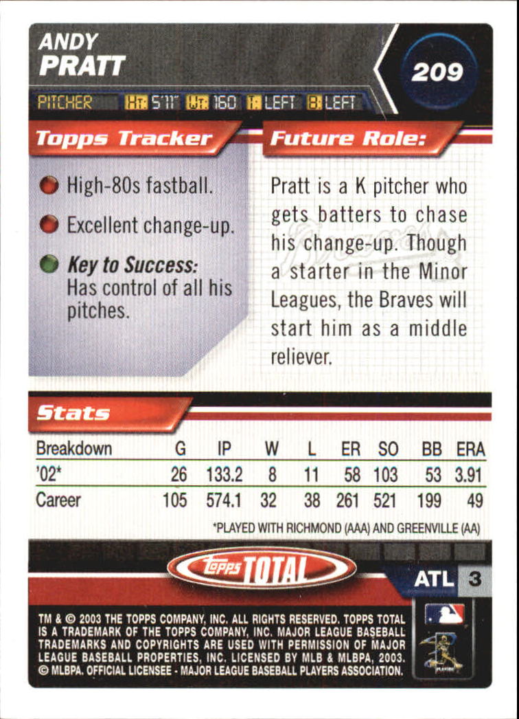 A9006- 2003 Topps Total Baseball Card #s 1-250 -You Pick- 15+ FREE US SHIP - Picture 357 of 480