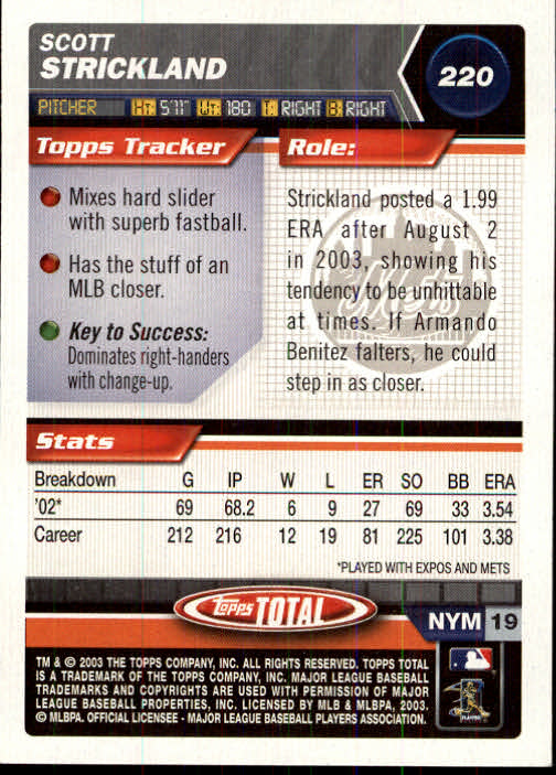 A9006- 2003 Topps Total Baseball Card #s 1-250 -You Pick- 15+ FREE US SHIP - Picture 375 of 480