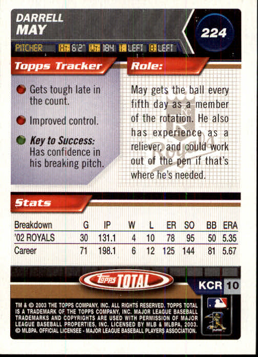 A9006- 2003 Topps Total Baseball Card #s 1-250 -You Pick- 15+ FREE US SHIP - Picture 383 of 480