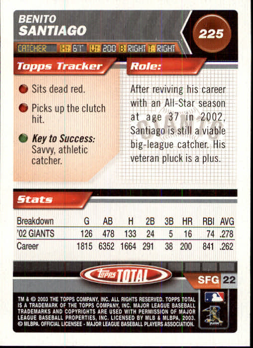 A9006- 2003 Topps Total Baseball Card #s 1-250 -You Pick- 15+ FREE US SHIP - Picture 385 of 480