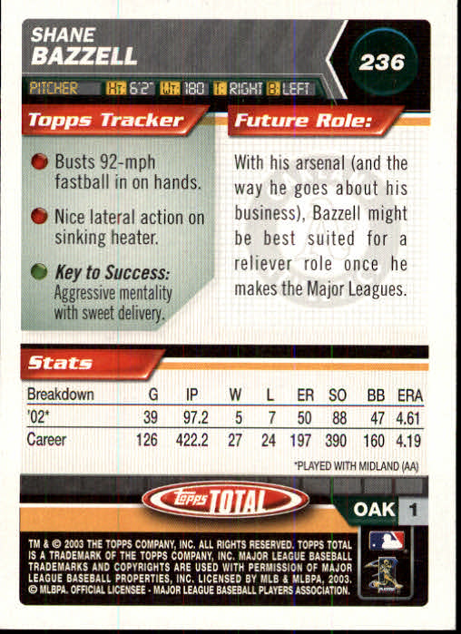 A9006- 2003 Topps Total Baseball Card #s 1-250 -You Pick- 15+ FREE US SHIP - Picture 468 of 480
