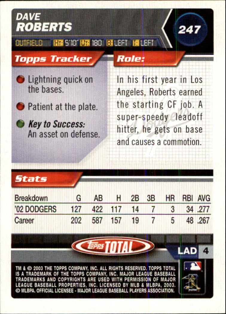 A9006- 2003 Topps Total Baseball Card #s 1-250 -You Pick- 15+ FREE US SHIP - Picture 462 of 480