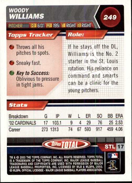 A9006- 2003 Topps Total Baseball Card #s 1-250 -You Pick- 15+ FREE US SHIP - Picture 425 of 480