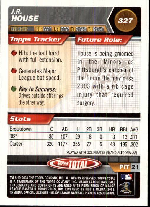 A9006- 2003 Topps Total Baseball Card #s 251-500 -You Pick- 15+ FREE US SHIP - Picture 123 of 438