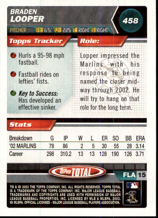 A9006- 2003 Topps Total Baseball Card #s 251-500 -You Pick- 15+ FREE US SHIP - Picture 326 of 438