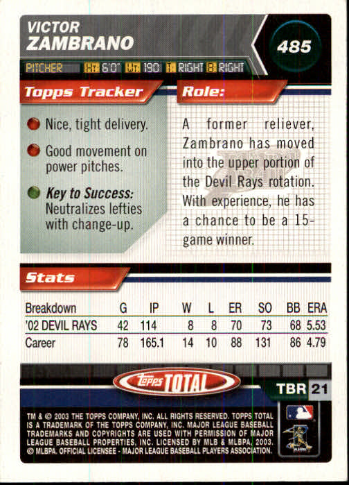 A9006- 2003 Topps Total Baseball Card #s 251-500 -You Pick- 15+ FREE US SHIP - Picture 366 of 438