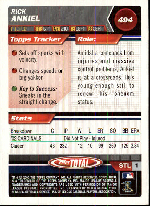 A9006- 2003 Topps Total Baseball Card #s 251-500 -You Pick- 15+ FREE US SHIP - Picture 382 of 438