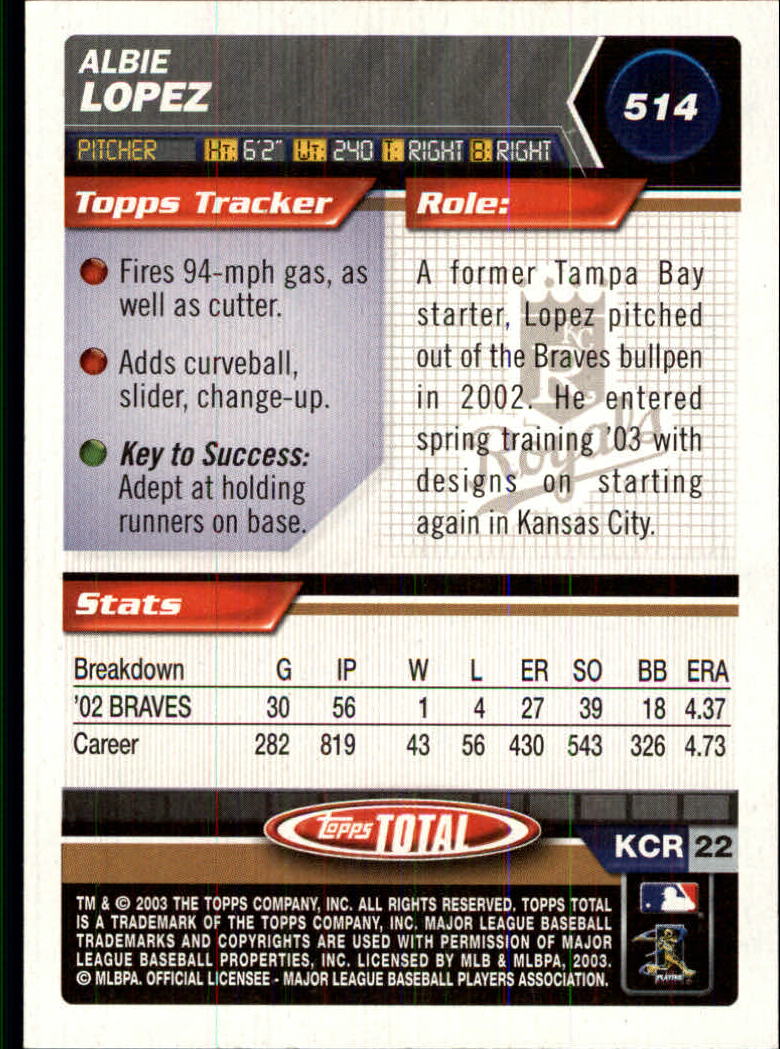 A9006- 2003 Topps Total Baseball Card #s 501-750 -You Pick- 15+ FREE US SHIP - Picture 24 of 471