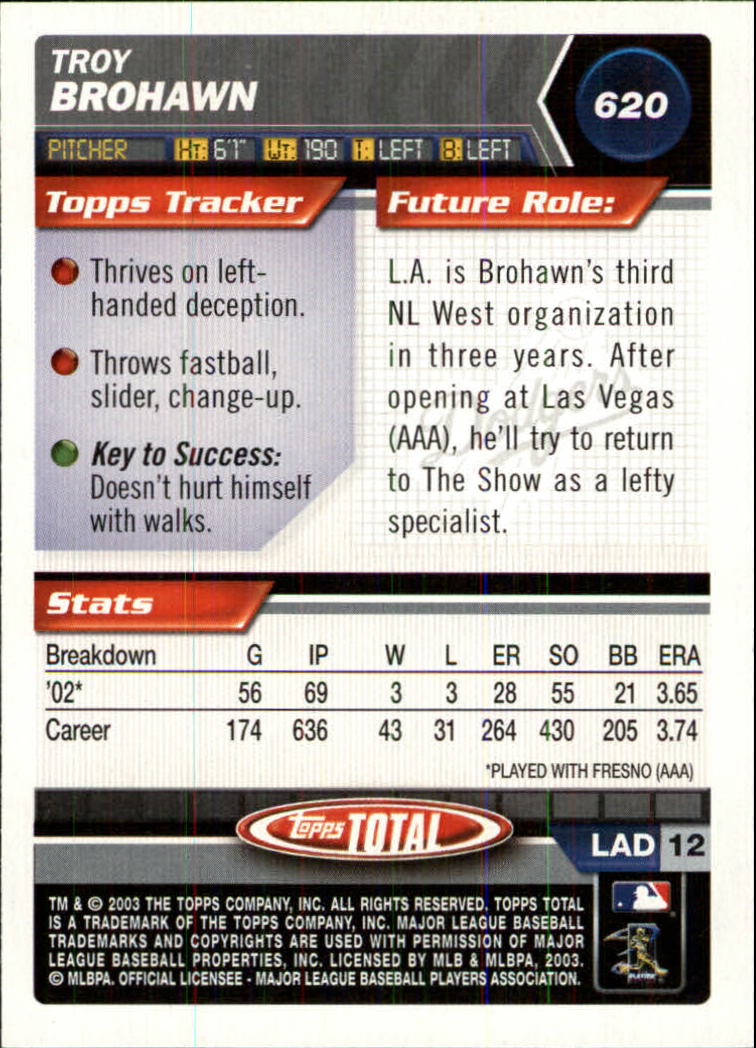 A9006- 2003 Topps Total Baseball Card #s 501-750 -You Pick- 15+ FREE US SHIP - Picture 205 of 471