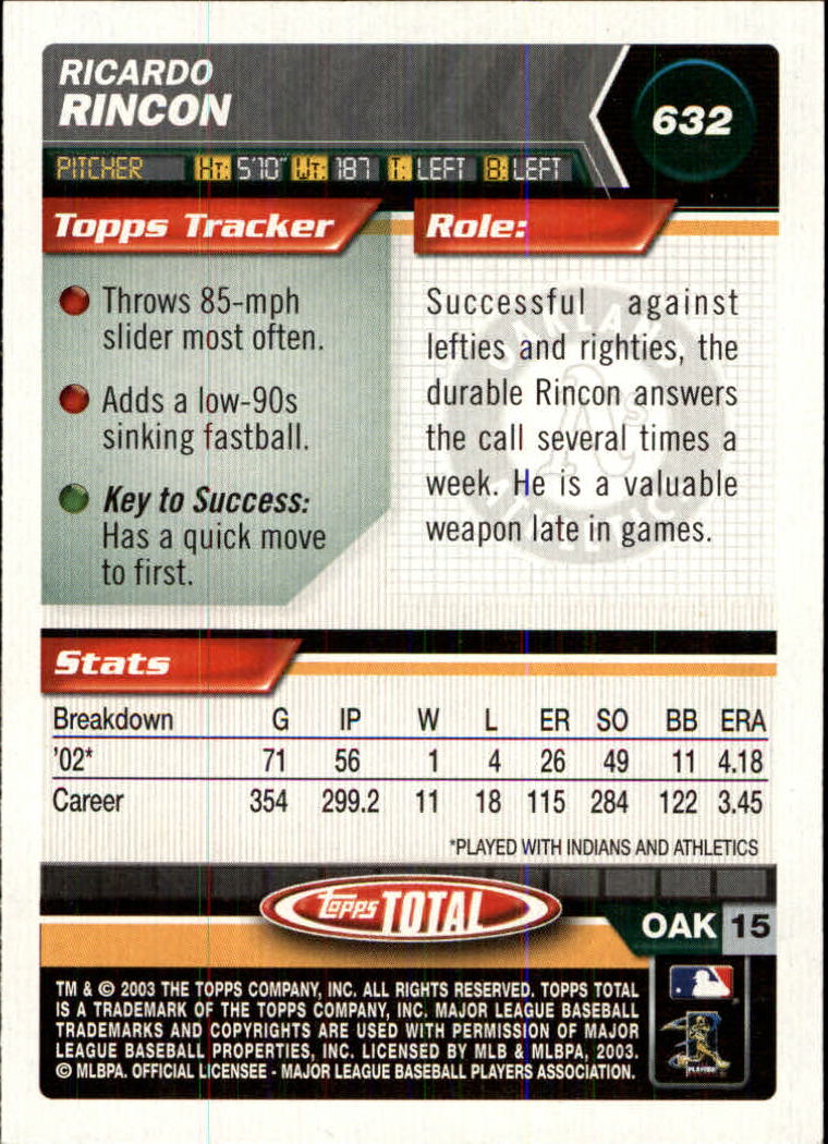 A9006- 2003 Topps Total Baseball Card #s 501-750 -You Pick- 15+ FREE US SHIP - Picture 225 of 471