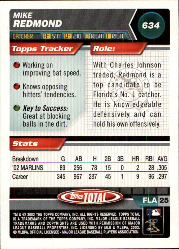 A9006- 2003 Topps Total Baseball Card #s 501-750 -You Pick- 15+ FREE US SHIP - Picture 229 of 471