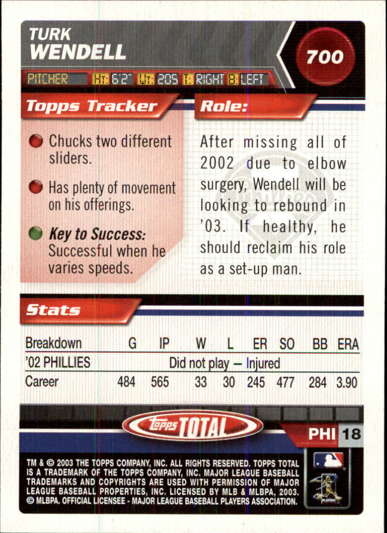A9006- 2003 Topps Total Baseball Card #s 501-750 -You Pick- 15+ FREE US SHIP - Picture 339 of 471
