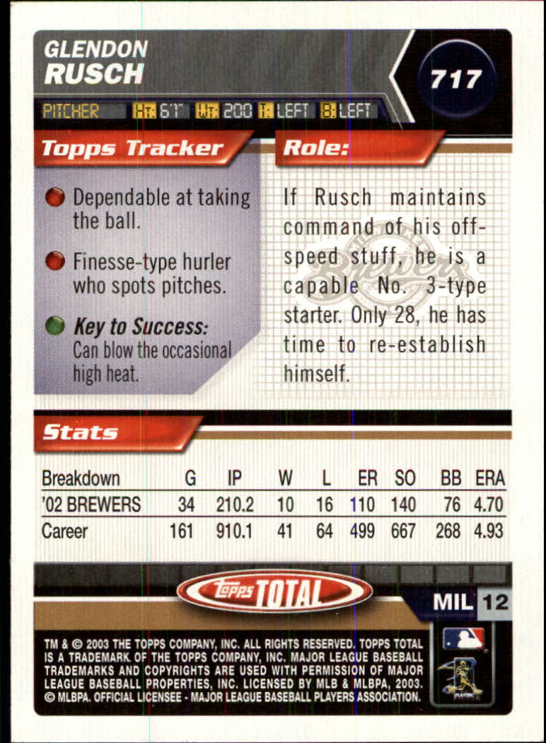 A9006- 2003 Topps Total Baseball Card #s 501-750 -You Pick- 15+ FREE US SHIP - Picture 367 of 471
