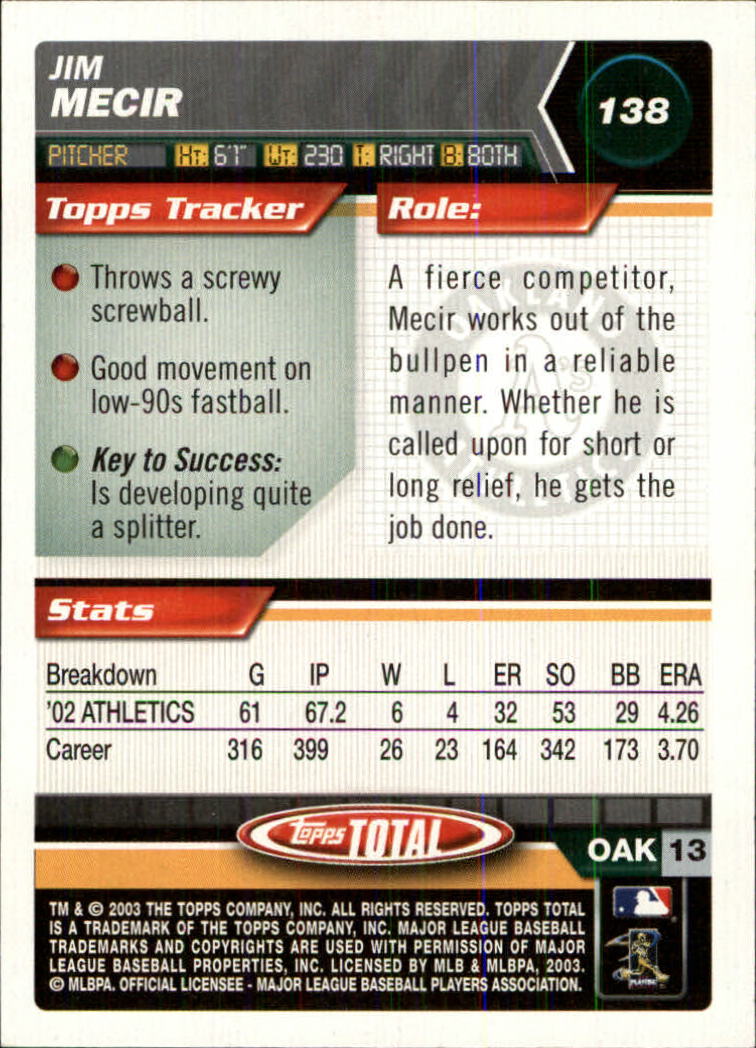 A9006- 2003 Topps Total Baseball Assorted Inserts -You Pick- 15+ FREE US SHIP - Picture 39 of 255