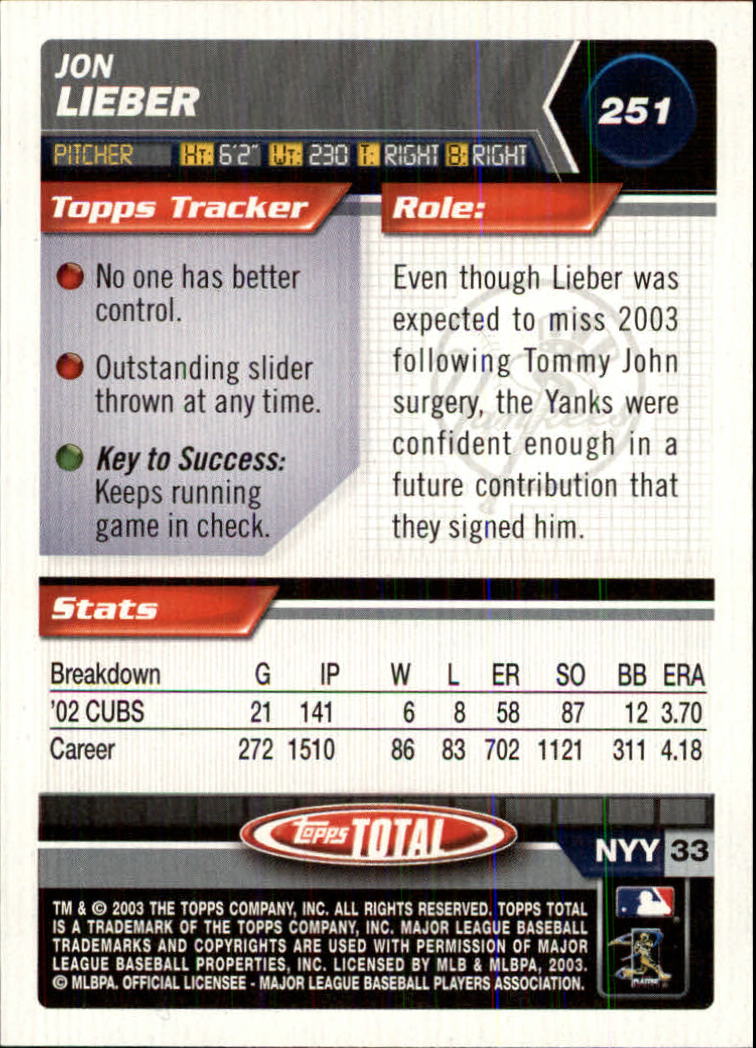 A9006- 2003 Topps Total Baseball Assorted Inserts -You Pick- 15+ FREE US SHIP - Picture 99 of 255