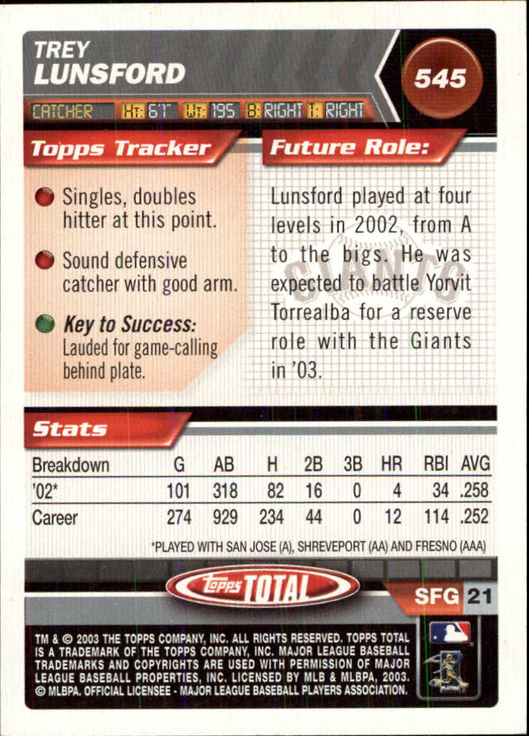 A9006- 2003 Topps Total Baseball Assorted Inserts -You Pick- 15+ FREE US SHIP - Picture 131 of 255