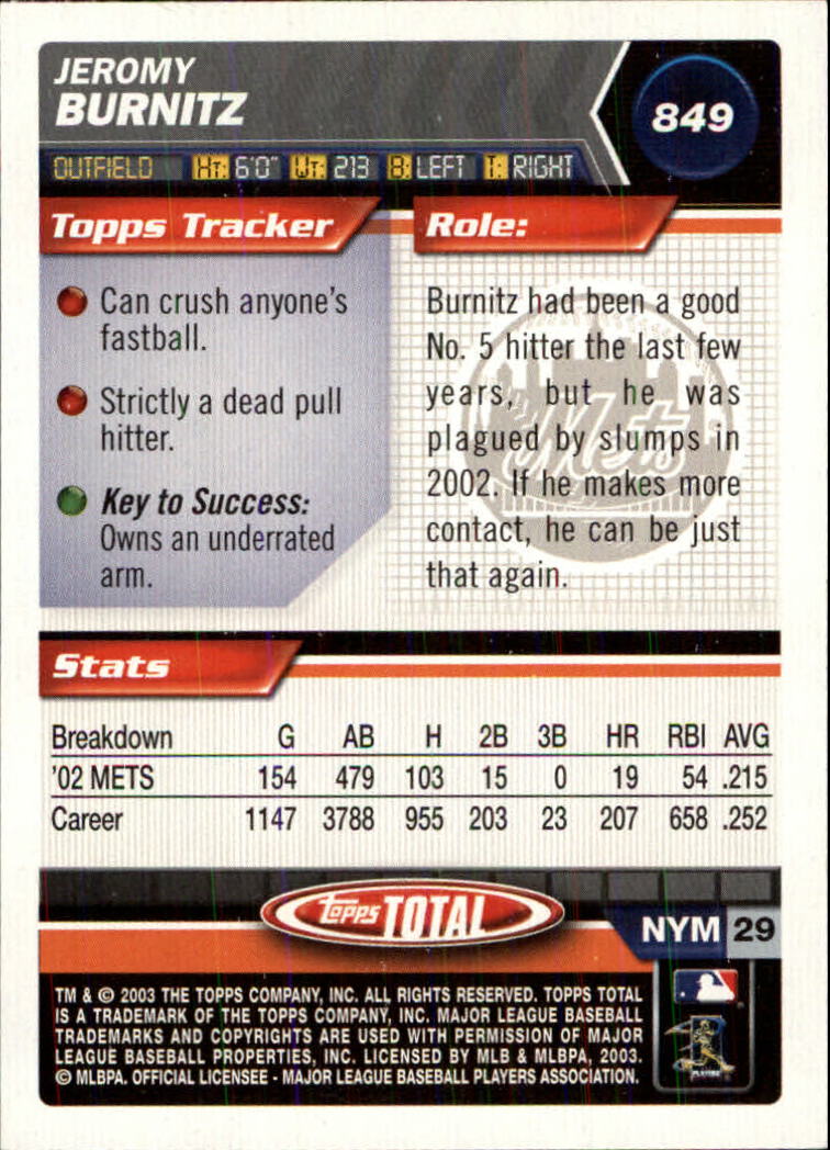 A9006- 2003 Topps Total Baseball Assorted Inserts -You Pick- 15+ FREE US SHIP - Picture 171 of 255