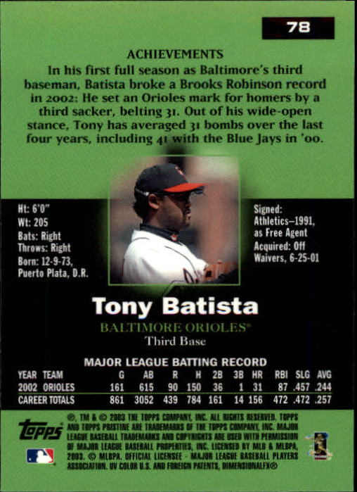 A6351- 2003 Topps Pristine BB Cards 1-190 +Inserts -You Pick- 15+ FREE US SHIP - Picture 115 of 253