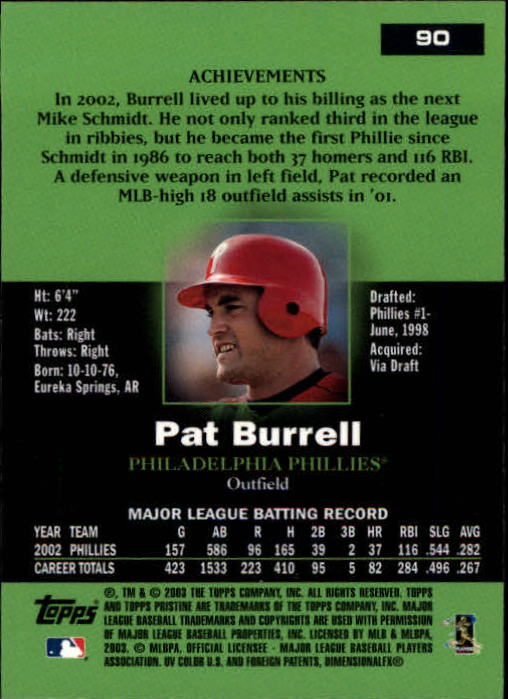 A6351- 2003 Topps Pristine BB Cards 1-190 +Inserts -You Pick- 15+ FREE US SHIP - Picture 135 of 253