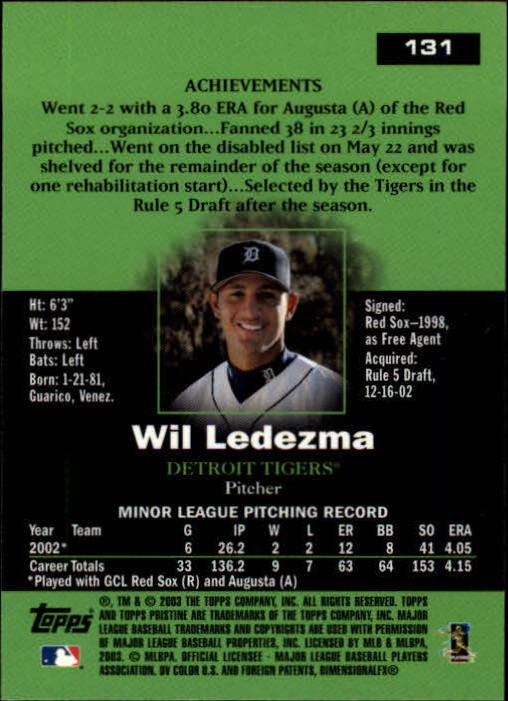 A6351- 2003 Topps Pristine BB Cards 1-190 +Inserts -You Pick- 15+ FREE US SHIP - Picture 179 of 253