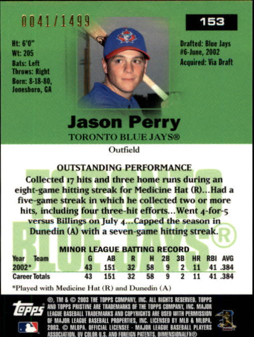A6351- 2003 Topps Pristine BB Cards 1-190 +Inserts -You Pick- 15+ FREE US SHIP - Picture 209 of 253