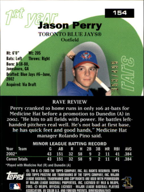 A6351- 2003 Topps Pristine BB Cards 1-190 +Inserts -You Pick- 15+ FREE US SHIP - Picture 211 of 253