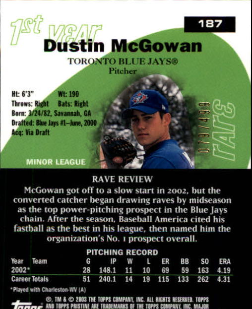 A6351- 2003 Topps Pristine BB Cards 1-190 +Inserts -You Pick- 15+ FREE US SHIP - Picture 248 of 253