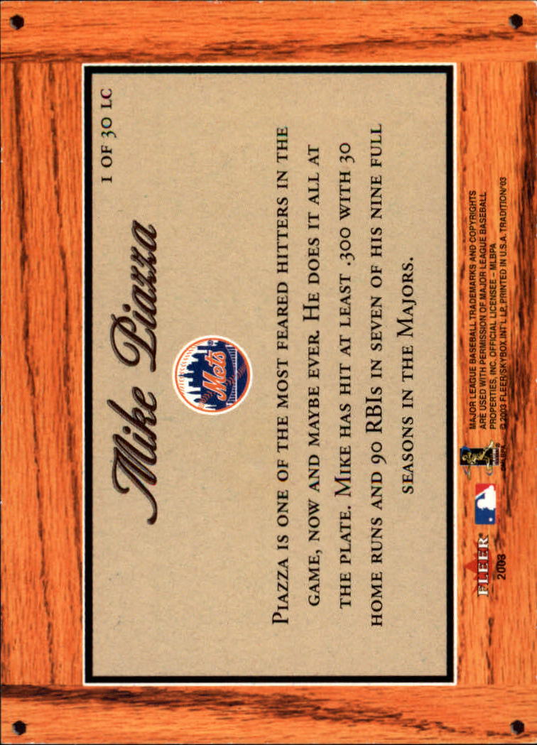 2003 Fleer Tradition Lumber Company #1 Mike Piazza back image