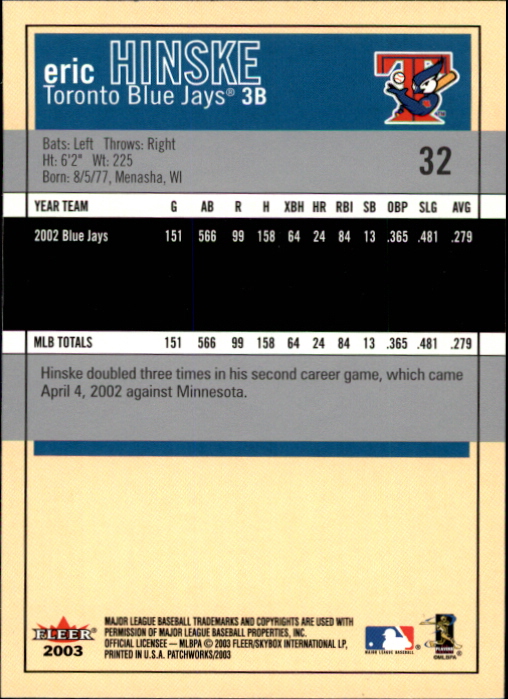 2003 Fleer Patchworks Baseball "Main Set" Cards - Picture 59 of 189