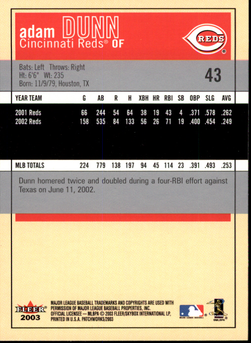 2003 Fleer Patchworks Baseball "Main Set" Cards - Picture 81 of 189