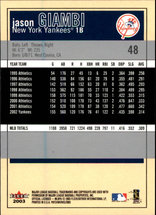 2003 Fleer Patchworks Baseball "Main Set" Cards - Picture 91 of 189