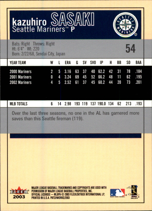 2003 Fleer Patchworks Baseball "Main Set" Cards - Picture 103 of 189