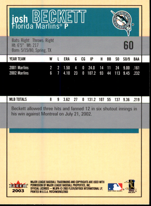 2003 Fleer Patchworks Baseball "Main Set" Cards - Picture 113 of 189