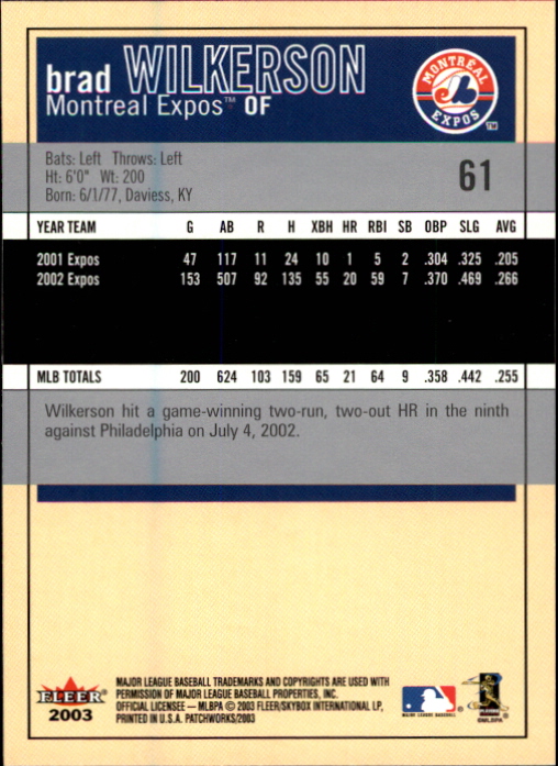 2003 Fleer Patchworks Baseball "Main Set" Cards - Picture 115 of 189