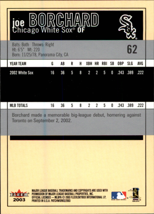2003 Fleer Patchworks Baseball "Main Set" Cards - Picture 117 of 189