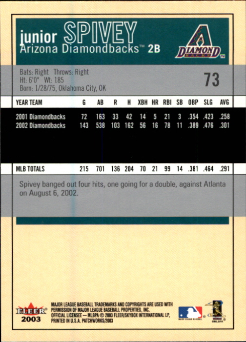2003 Fleer Patchworks Baseball "Main Set" Cards - Picture 137 of 189